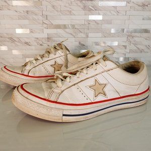 DEADSTOCK Converse Shoes Women Size 8.5 Sneakers White Low‎ Leather One Star 90s